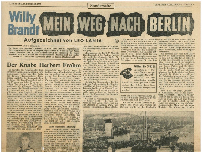 Willy Brandt S Book Mein Weg Nach Berlin 27 February 1960